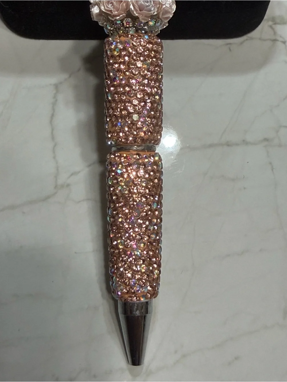 Sparkling rose gold Crystal Floral Ballpoint Pen